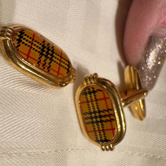 BURBERRY Nova Check Cuff Links🔥AMAZING Vintage Condition🔥RARE🔥Heirloom Piece🎄🎁👀 - Picture 3 of 11